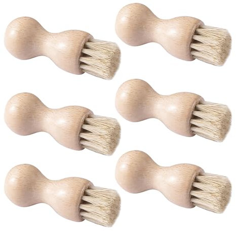 Brosse à Chaussures, 6 Pièces Brosses à Chaussures en CRIN de Cheval Petite Brosse à Cirage en Poils Brosse à Chaussures en Bois Brosses de Polissage pour Polir Vos Chaussures