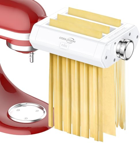 Pasta Attachment for KitchenAid Stand Mixers, 3 in 1 Pasta Maker Set for Kitchenaid, Includes Pasta Roller, Pasta Cutter and Fettuccine Cutter with Cleaning Brush