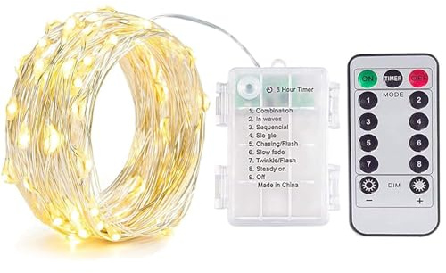 XVZ LED Lichterkette Batterie - 2m 20 LED Fairy Lights Batterie mit Timer, 8 Modi mit Fernbedienung Weihnachten Lichterketten für Hochzeit Party Garten und Haus Deko - Warmweiß