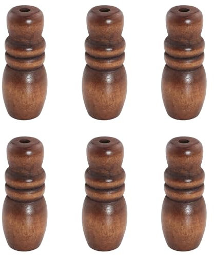 ZZLZX Lot de 6 boutons de store vénitien en bois marron avec pendentifs en bois pour parasol, corde à tirer en bambou, poignée de tirage, décoration de fenêtre, accessoires pour salon, chambre à