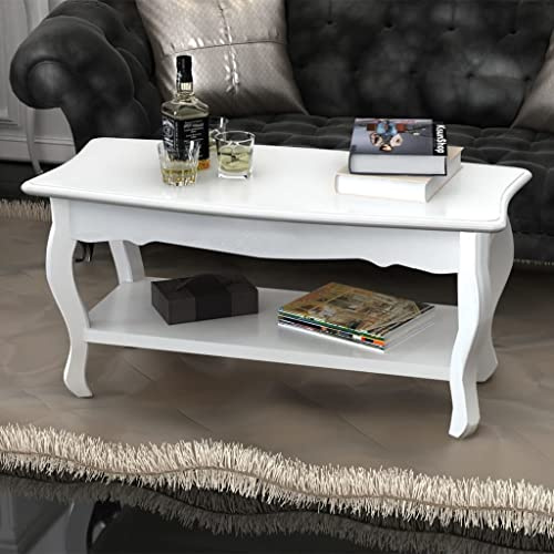 LIANGDONFC Tavolino moderno, tavolinoTavolino da Caffè con 2 Ripiani in MDF Bianco Adatto per sala da pranzo, camera da letto o tavolino da caffè