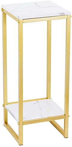 TuliperMood Blumentreppen, 2 Etagen Topfpflanzenständer, Metall Blumenständer, Dekor Blumenregal 30x75cm, Gefäßzubehör für Garten, Gold