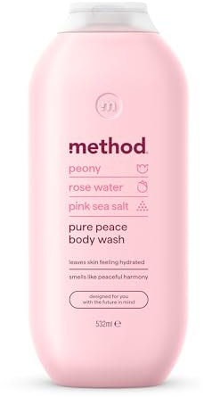 Method Body Wash, Pure Peace, Shower Gel, Peony, Rose Water And Pink Sea Salt Scent, Pack of 1, 532ml.