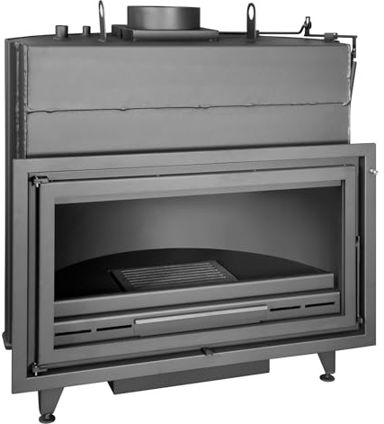 TJ - Caldera de Leña H110 para Calefacción Central Hidroestufa de Leña para Radiadores 38,5 kW. Calefacción hasta 400 m². Rendimiento 83,8%. Salida de Humos 250 mm