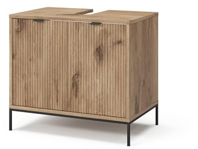 Vicco Mobiletto Eliza, Quercia vichinga, 70 x 63 cm con 2 porte, per la conservazione di articoli da bagno e prodotti per la cura personale