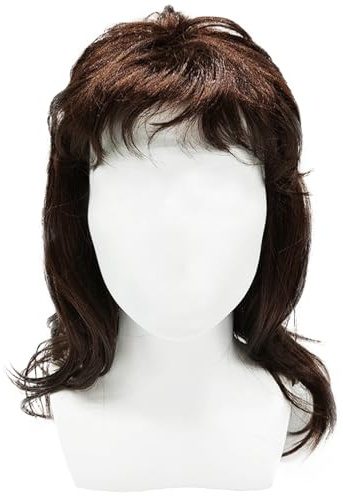 FUIPVGI Brun Perruque Mulet des Années 70 80, Punk Rock Halloween Cosplay, Brune Déguisement Homme Perruque Mullet, pour Carnaval Halloween Rock Accessoires (Brun)
