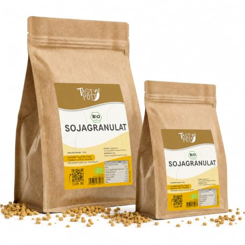 Tasty Pott Bio Sojagranulat I Sojabohnen getoastet und geschrotet I Vegane Bolognese I Fleischalternative I Müsli Zutat I Soya I Granulat Soja I Im Beutel 1000g (2x1000g)