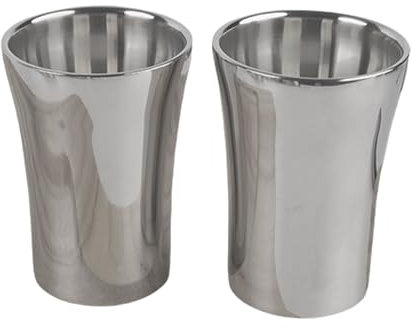 Pasdrucn Set di 2 tazze da caffè in acciaio inox, spessore 50 ml, tazze da caffè espresso