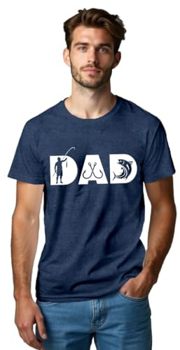 Qskall Mens Fishing Dad T Shirt Fisherman T-Shirts Fishy Tee Tops Blue