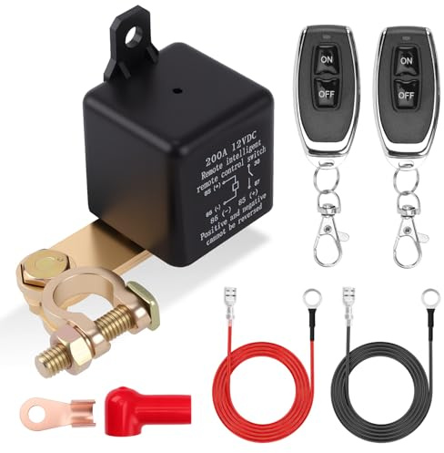 Avutrel Coupe Circuit Batterie 12V, DC12V 200A Coupe Batterie à Distance, Avec 2 Télécommandes, Antivol,pour Voiture, Bateau, Camion, RV