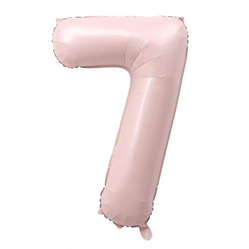 Alaoo Luftballon 7 Geburtstag Zahl, 40 Zoll Rosa Creme Folienballon, | Riesenzahl Ballon für Mädchen Junge Geburtstag Party Dekoration Jahrestag Dekorationen