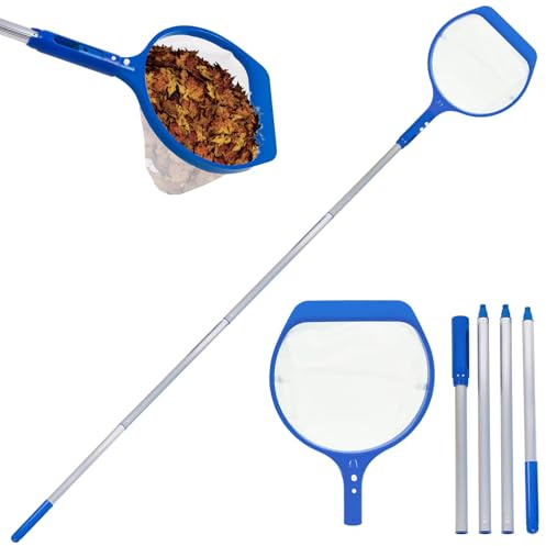 GZWY Pool Kescher Feinmaschig, 141.7cm Pool Zubehör Skimmer Pool Kescher mit Teleskopstange, Pool Reinigungsset Poolkescher Poolreiniger Kescher für Pool, Spas, Teich, Algen, Planschbecken (C)