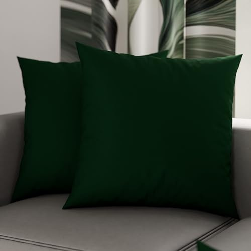 PETTI Artigiani Italiani - 2er-Set Kissenbezüge 35x35 cm aus Mikrofaser, Dekokissen-Bezüge für Schlafzimmer und Sofa, Set mit 2 Kissenhüllen, Einfarbiger Kissenbezug Grün, 100% Made in Italy