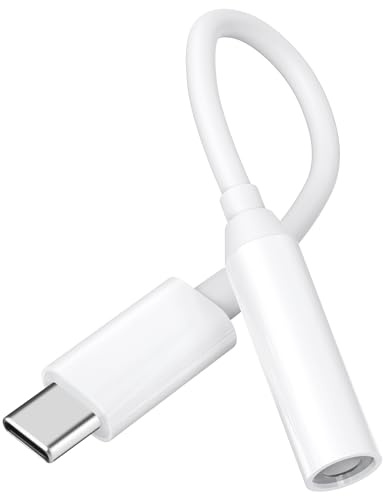 Adaptateur USB C Jack, Prise USB C vers Prise Casque 3,5mm, Convertisseur Câble USBC vers Ecouteur Compatible avec Samsung Galaxy S21 S20 S20+, MacBook Pro, Huawei, Honor (Blanc)