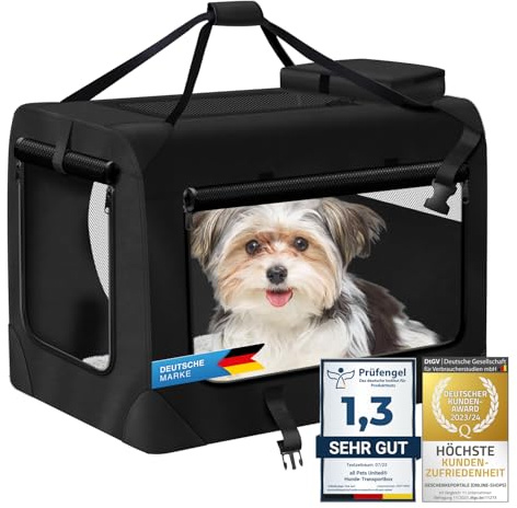 Hundtransportbox Djur Hundbox Transportväska hopfällbar Hundväska Husdjurstransport Andningsbar & Vattenavvisande för hundar & katter (S - 49x34x34 cm)