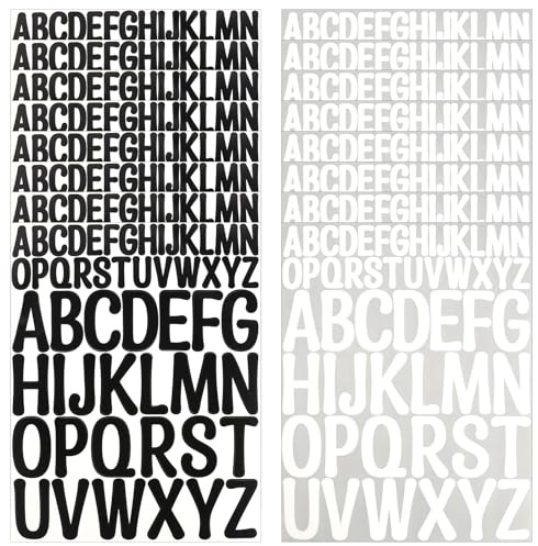 16 Blätter 832 Stück Buchstaben Aufkleber, Klebebuchstaben Schwarz Weiß Selbstklebende Buchstaben Vinyl Sticker, Buchstaben zum Aufkleben Groß Wetterfest für Postfach Schilder Fenster Haus Geschäft