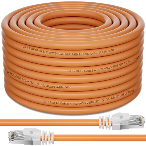 Soibke Cable Ethernet 40 Metros, Cat 7 Cable de Red Alta Velocidad LAN 40m RJ45 Gigabit 10Gbps 600MHz Internet Blindado S/FTP Interior Network Cable