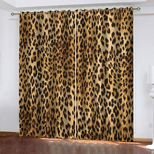 SVTUSR Verdunkelungsvorhang Kinderzimmer Junge Mädchen Blickdichter Ösenvorhang 3D Modischer Leopardenmuster Muster Ösenschal 2Er Set 140X160Cm Vorhänge Schlafzimmer Thermo Gardinen Fensterdekoration