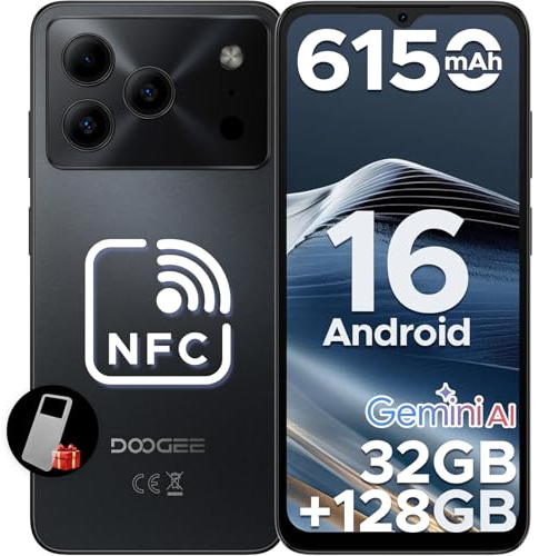 DOOGEE Note 56 Pro Smartphone Android 16, 32GB+128GB/TF 2TB Telefono Cellulare, 6.56 HD+ 90Hz Telefoni, 6150mAh Octa Core Cellulari, 13MP+8MP/Face ID/4G Dual SIM/Widevine L1/OTG/Tipo-C/NFC/3.5mm Jack