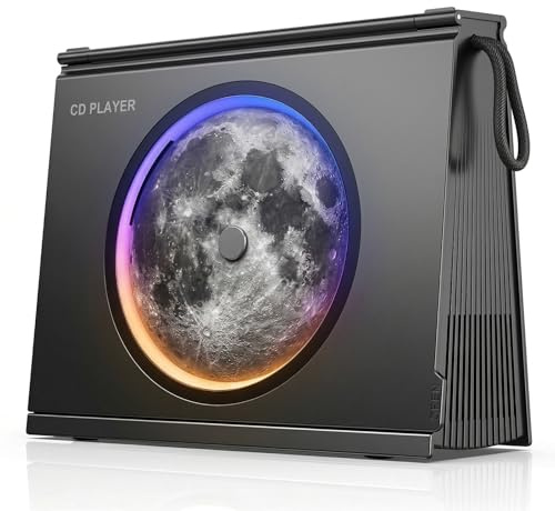 Gueray Portable CD Player with Light, Bluetooth 5.3 CD Music Player with HiFi Speaker, 4000mAh Recheageable Bookshelf Design Battery Level Display Women Men's Gifts for Home Music Room Decor(Black)