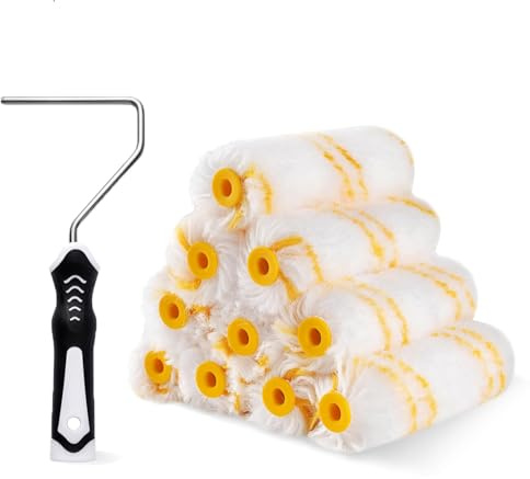 Mister Rui Farbroller Klein Set 11 cm, 10x Lackierrollen für Lacke, Farbwalze für Wandfarbe & Möbel, Halbglatte und Halbraue Oberflächen