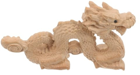 NUSITOU Holz Drache Tierkreiszeichen Skulptur Dekoration Büro Schreibtisch Drachenornament Chinesische Drachendekoration Feng Shui Figur
