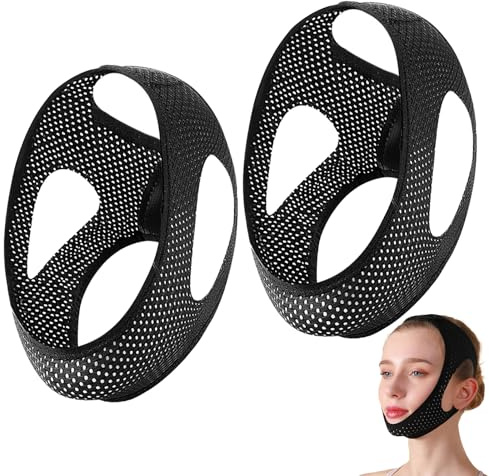 2 Stück Kinnband Schlafapnoe, Kinnriemen Schnarchen, Anti Schnarch Kinnriemen Verstellbar Weich Atmungsaktiv Bequem Schnarchen Wirksam Reduzieren für Alltagsgebrauch Schwarz