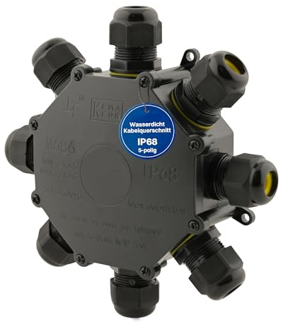 Intratec 1x Abzweigdose wasserdicht 8 Öffnungen 4-14mm Kabel – IP68 Verteilerdose außen wasserdicht für einfache Installation im Garten & Erdkabel – 43 x 171 x 171mm