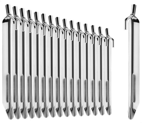 com-four® 16x Zelt-Heringe aus Stahl, robuste Erdnägel in V-Form | ideal für normalen Boden