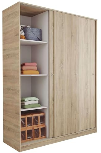 Abitti Armario Vestidor Ropero Dormitorio Tibet con Puertas Correderas Estilo Natural en Color Roble Cambrian 150x200x55 cm