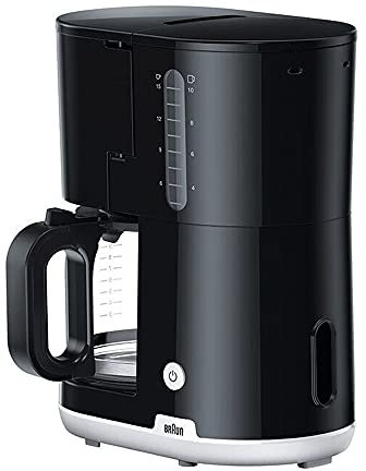 Braun Household Breakfast1 Filter Coffee Maker AromaCafe OptiBrew System Automatic Shut-Off Coffee Maker for up to 10 Cups Dishwasher Safe 1000W Black