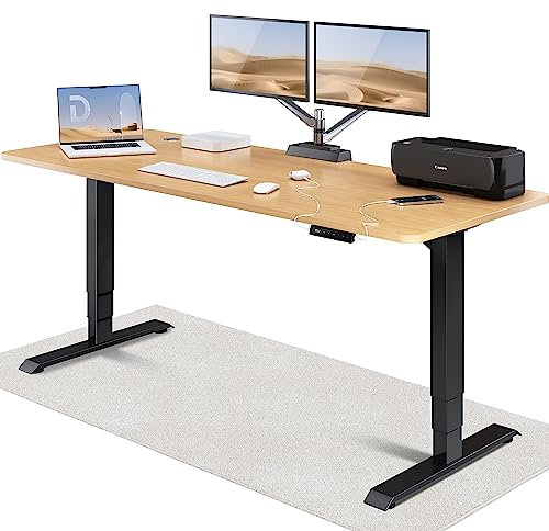 Desktronic HomePro Höhenverstellbarer Schreibtisch 200 × 80 cm – Elektrischer Schreibtisch Mit Zwei Elektrischen Motoren, Touchscreen-Steuerung und Integrierten USB-A- und USB-C-Ladeanschlüssen
