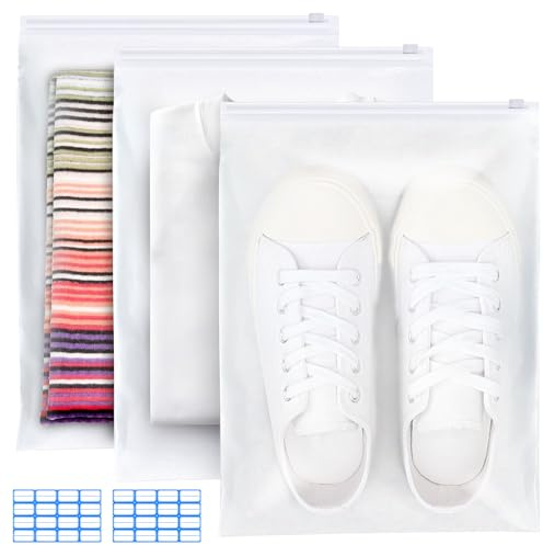 Zip Beutel Groß Wiederverwendbar 30 Stück 35x45cm Zipper Beutel Reisetasche wasserdichte Gefrostet Zip Tüten Bag Plastikbeutel Aufbewahrungsbeutel für Kleidung Unterwäsche Handtuch Schuhe Kosmetik