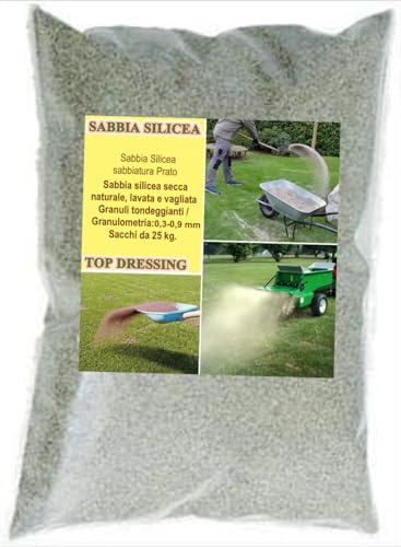 Sabbia Silicea per Prato - Sacchi da 25 kg - Top Dressing Giardino (4 Sacchi 25Kg)