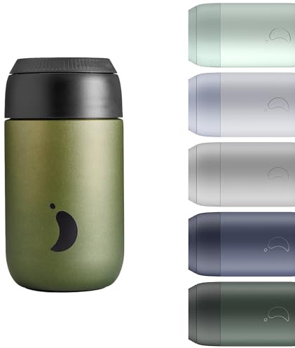 Chilly's Series 2 Coffee Cup - Stainless Steel - Moss, 340ml | Tight seal, No Sweating - BPA-Free - Reusable - Double Walled, Vacuum Insulated - Ombre - Travel Coffee Mug