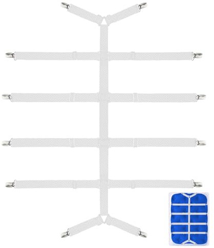Verstellbare Bettlakenklammern,120–250 cm Verstellbare Bettlakenspanner,Verbesserte Elastische Betttuch Spanner mit Metallclip,Bettlakenklammern für Faltenfreie Bettlaken,Matratze,Oder Sofa (weiß)
