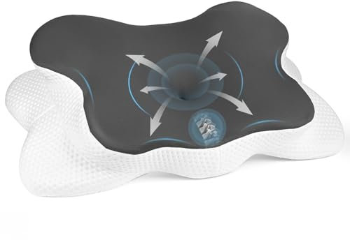 Gaethra Nackenstützkissen, zur Linderung von Schulter und Nackenschmerzen, Ergonomisches Orthopedic Pillow für Seiten, Rücken & Bauchschläfer, auch Geeignet als Nacken Therapiekissen, 64×36×12/9 cm