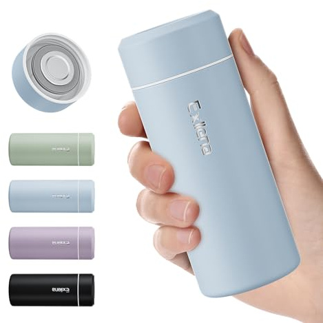 【Versión Mejorada】 Exllena Termo Pequeño 250ml – Botella Termica Pequeña con Diseño Compacto, Termo Cafe para Llevar, Ideal para Viaje, Oficina y Aire Libre(Azul Cielo)
