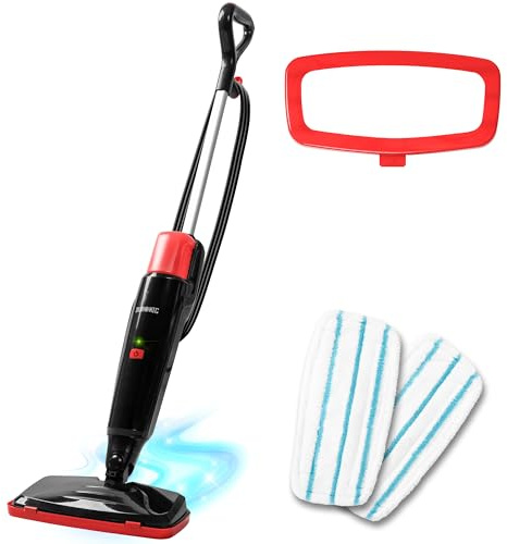 Duronic Electric Steam Mop STM15 BK 1500W Chemical Free Steamer Mops with 500ml Water Tank Automatic Upright Steam Cleaner Mop for Hard Floors Carpet Germ & Bacteria Removal Black