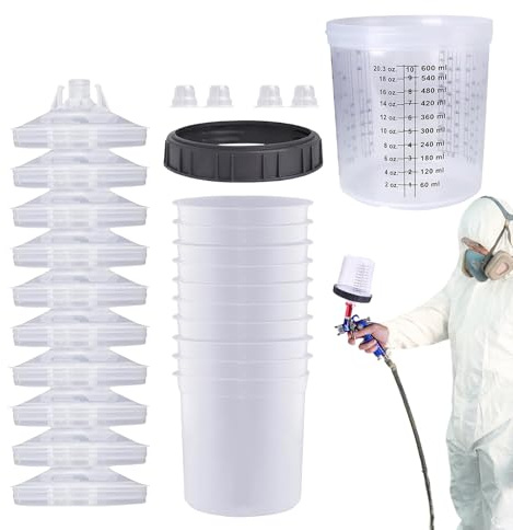 Vaso desechable de pintura – Pistola neumática, recipiente de mezcla sin limpiar | Kit de accesorios para pintura de coche | Preparación eficaz para proyectos de reparación de pintura de coche