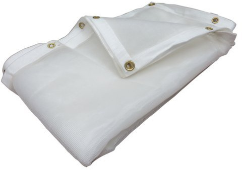 (White) Super Heavy Duty Mesh Tarp Net Sail Sun Shade Awning and Fence Screen Patio and Canopy Cover (6' x 8') Finished Size 5'.6 X 7'.6