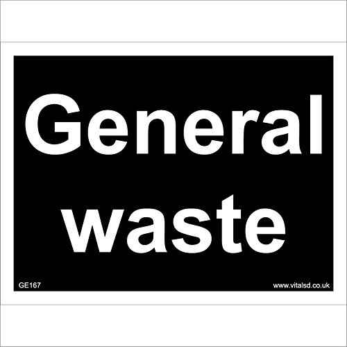 GE167 General Waste SIGN compost garbage tip trash rubbish bin refuse tidy 150mm x 100mm Sticker/Sav - White Background