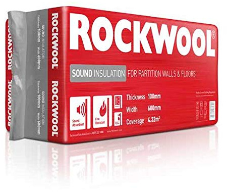 Rockwool Sound Insulation 1200 x 600 x 100 Millimetre 6 Sheets Per Pack (4.32 Metre Squared per Pack)