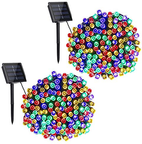 Toodour Solar Christmas Lights Outdoor, 2 Packs Total 144ft 400 LED Solar String Lights with 8 Mode, Outdoor Christmas String Light for Garden, Patio, Fence, Balcony, Xmas Tree Decor - Multicolor
