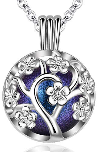 EUDORA Harmony Ball Collier Bola de Grossesse for femme enceinte Pendentif Fleurs de Cerisier avec La Cloche pour Femmes Mère Future Bébé Bijoux Cadeau original, 76cm + 114cm