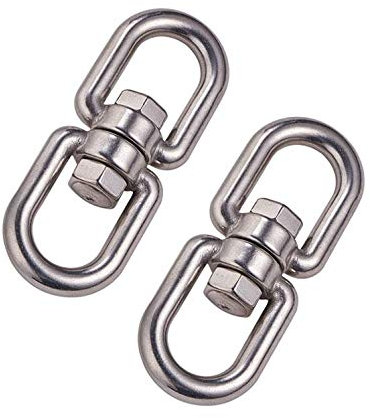 POFET 2Pcs M10 304 Stainless Steel Double Ended Swivel Eye Hook Connector for Hanging Chair, Swivel Grill, Dog Leash