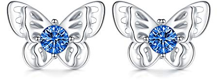 AOBOCO Sterling Silber 925 Schmetterling Ohrstecker Ohrringe für Mädchen Damen