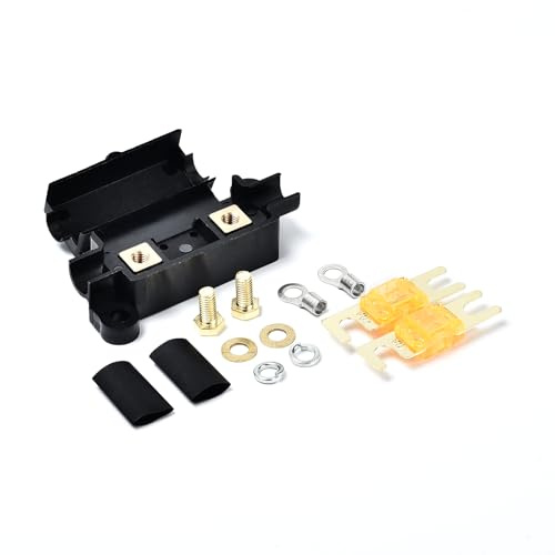 TopHomer Sicherungshalter 12V mit 2 Mini ANL Sicherungen 40A + 4mm Anschlüssen – Spritzwassergeschützt für Auto, LKW, Wohnmobil, Boot, Motorrad