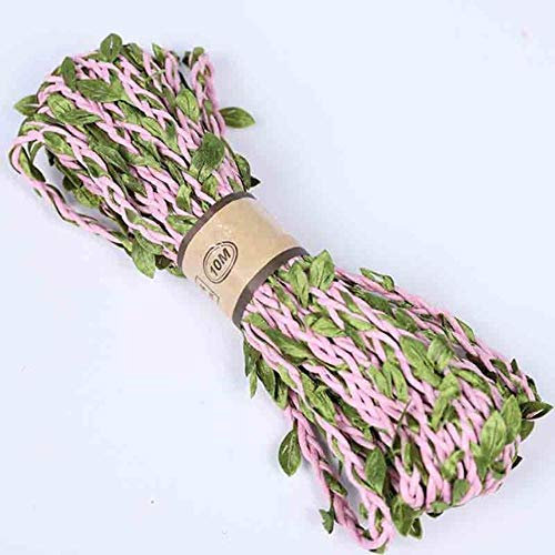 WEDSA 2019 New 5M DIY Ankunft Blatt Seil natürliche hessische Jute Schnur Seil Sackleinen Band DIY Handwerk Vintage für zu Hause Hochzeitsfeier Dekor-rosa