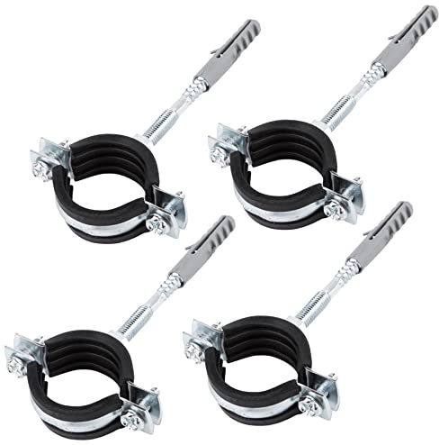 SKIR'CO Confezione da 4 staffe per tubi con rivestimento in gomma nera per tubi Ø 40-45 mm, per montaggio a parete e soffitto (4 pezzi)